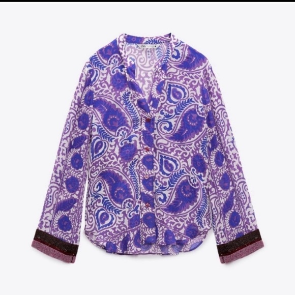 NWT- Zara Beaded button up
Printed blouse - Picture 2 of 6